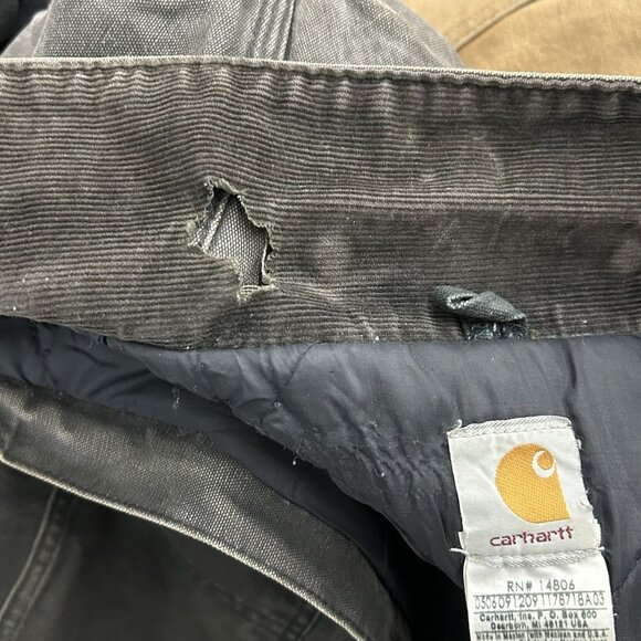 Y2K Carhartt C26 Sz Large BLK Arctic Detroit Jacket Black Quilted Vintage Chore - Picture 8 of 16